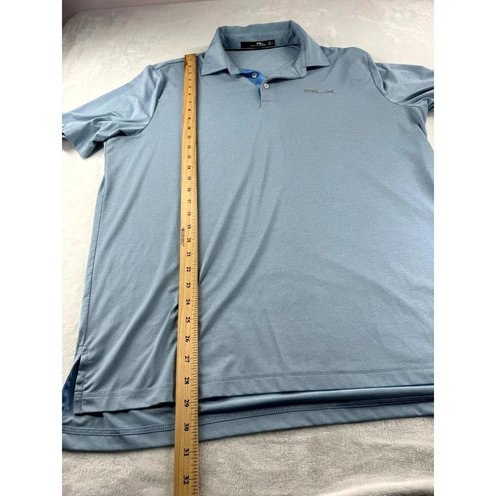 Ralph Lauren RLX Polo Shirt Men's Large Light Blue Short Sleeve Performance Golf